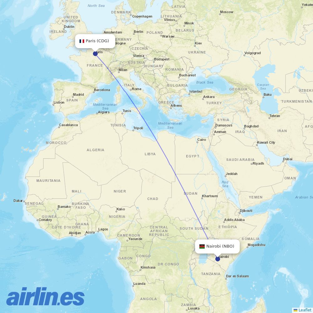 Air France at NCE route map