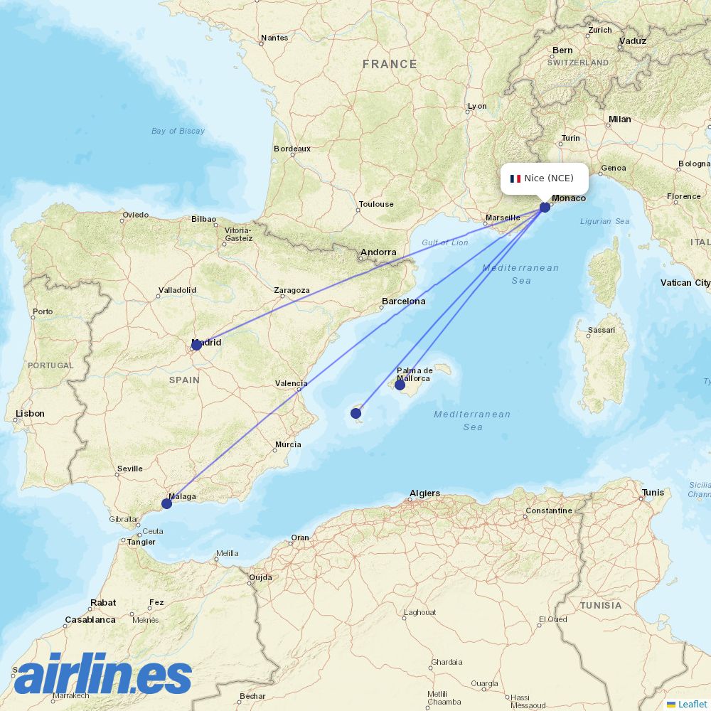 Iberia at NCE route map