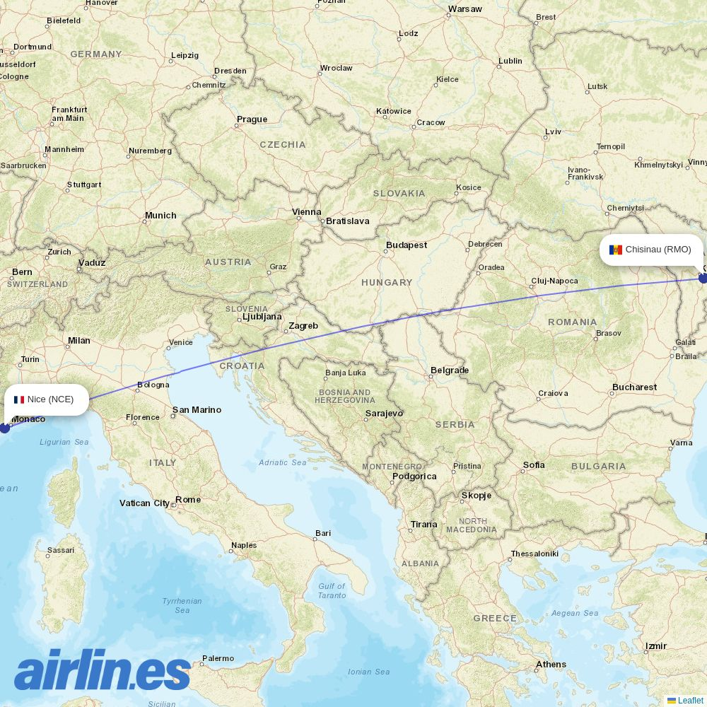 Karinou Airlines at NCE route map