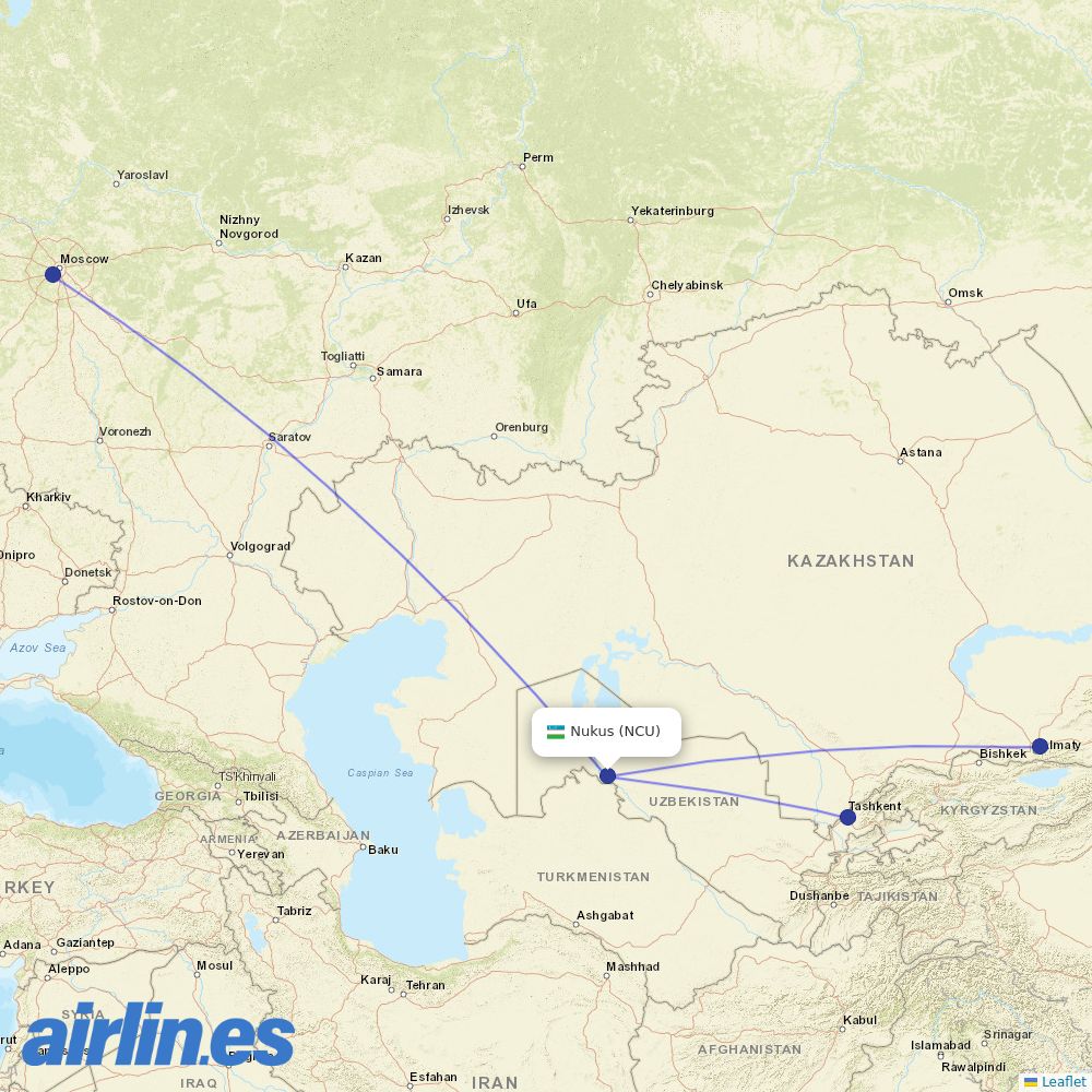 Uzbekistan Airways at NCU route map