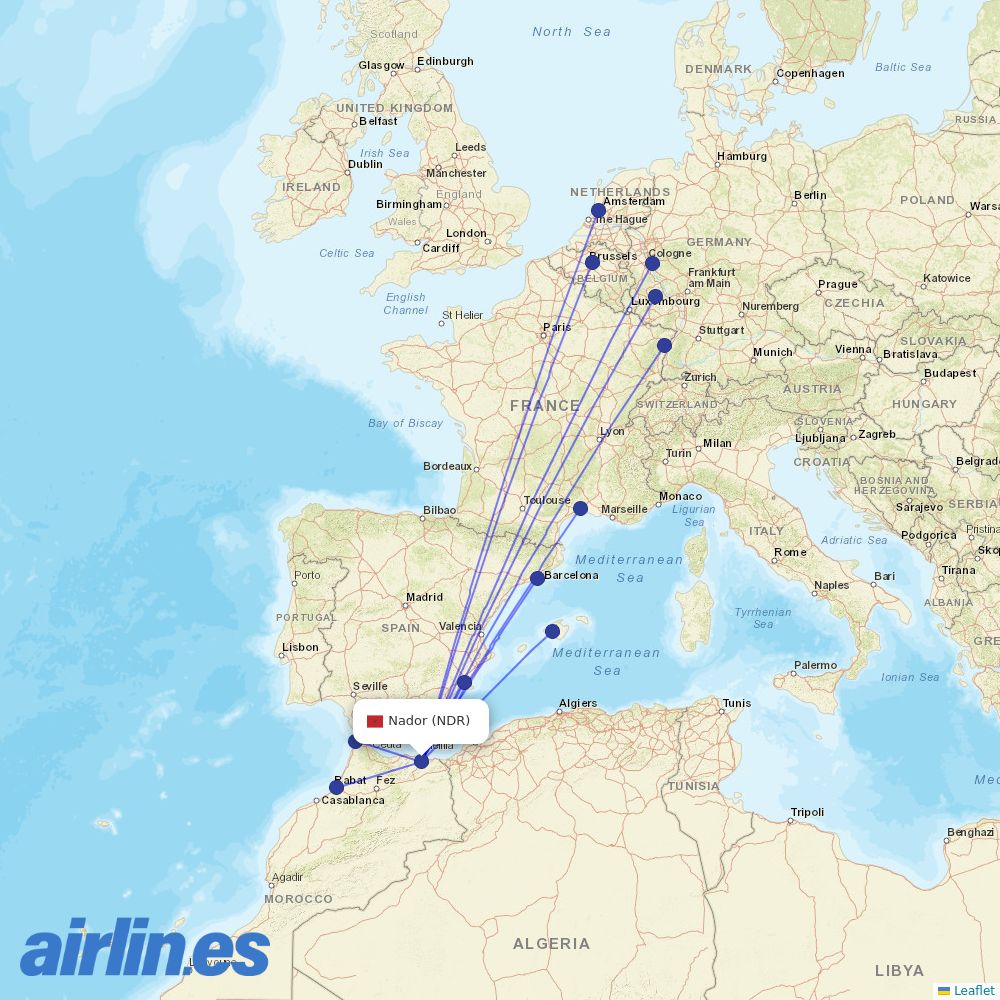 Air Arabia Maroc at NDR route map