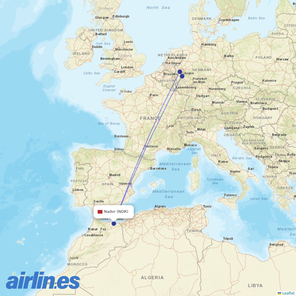 Eurowings from Nadar destination map