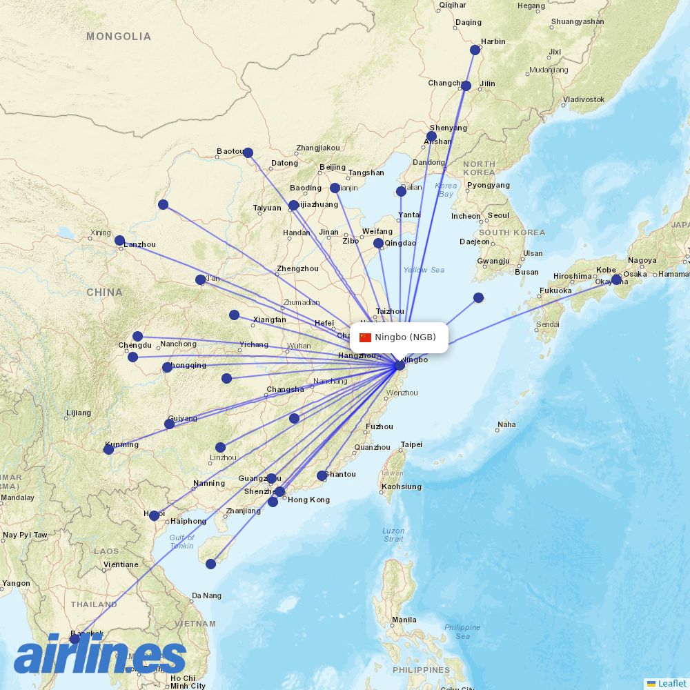 Spring Airlines at NGB route map
