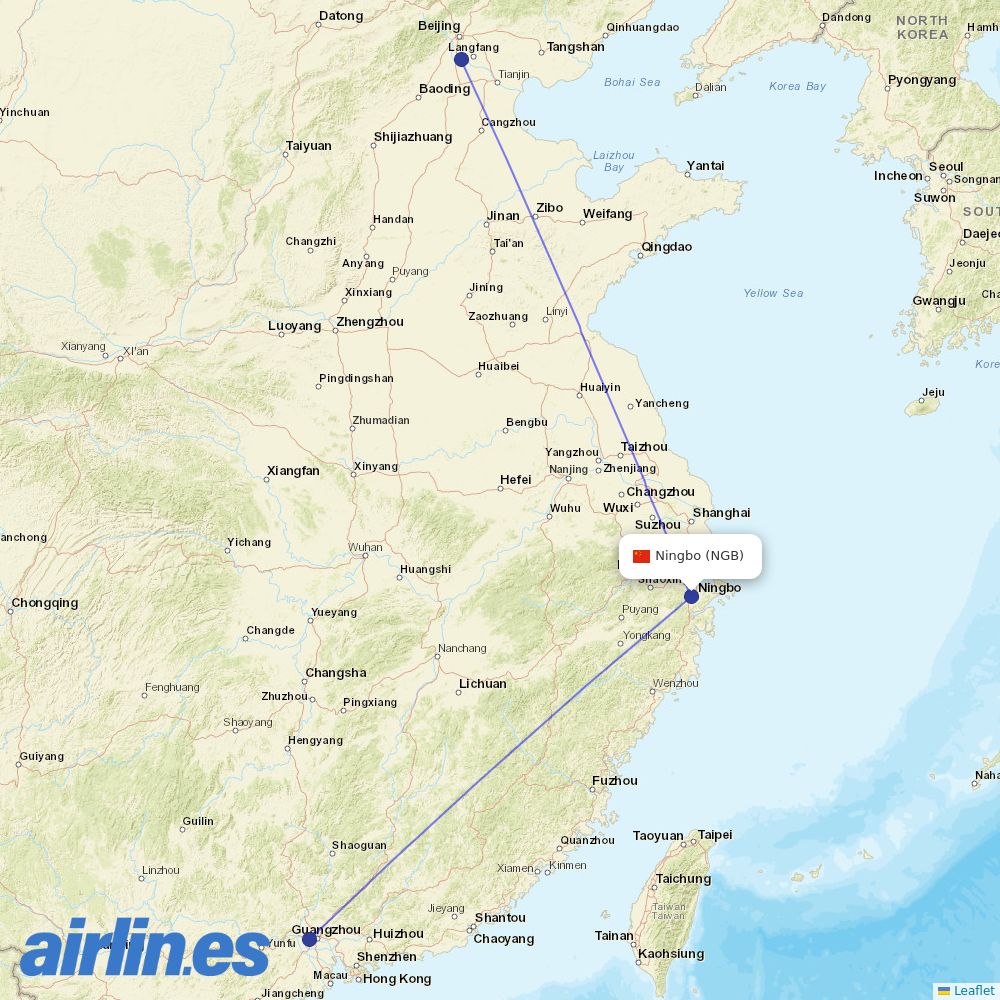 China United Airlines from Ningbo Lishe International Airport destination map