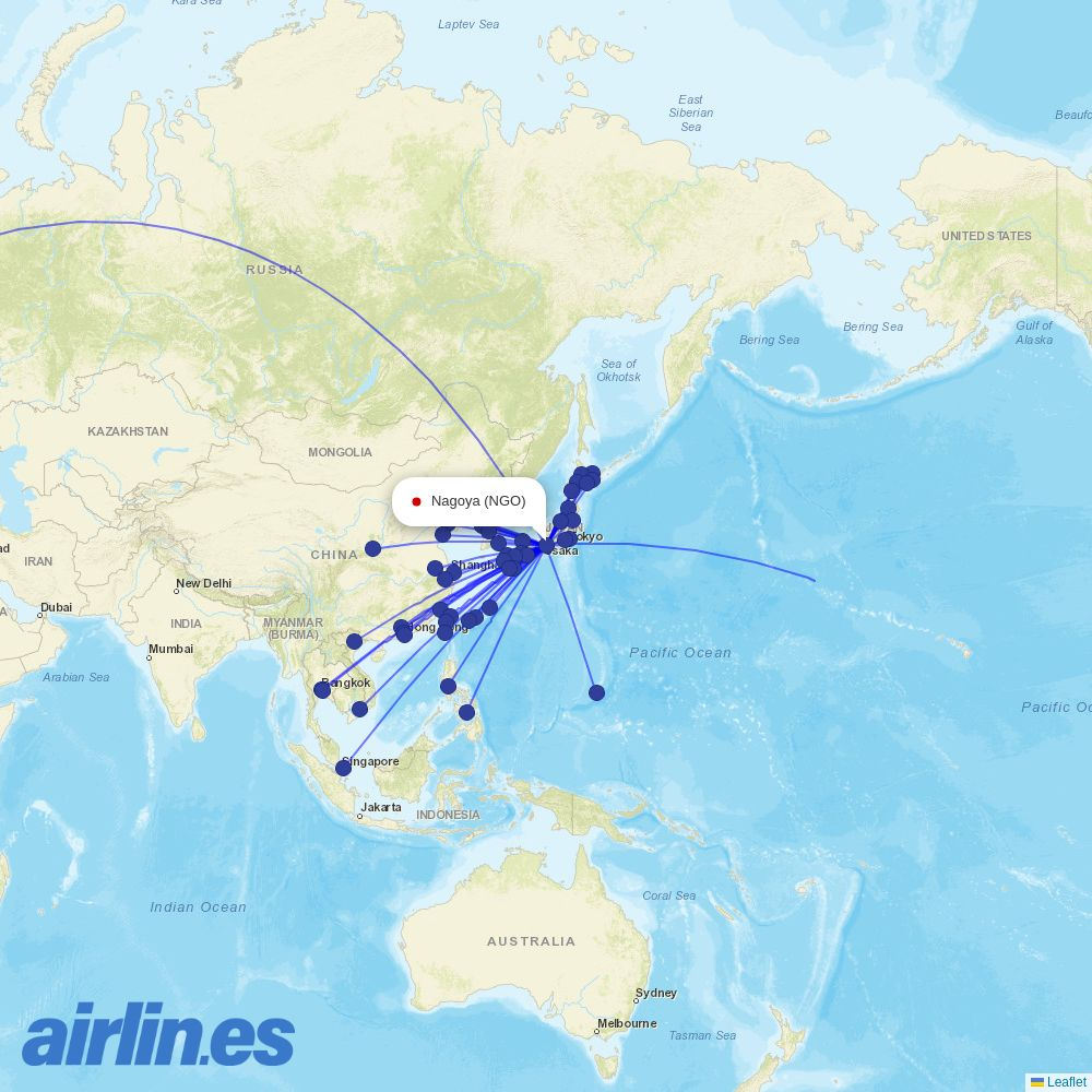 Blue Panorama Airlines at NGO route map