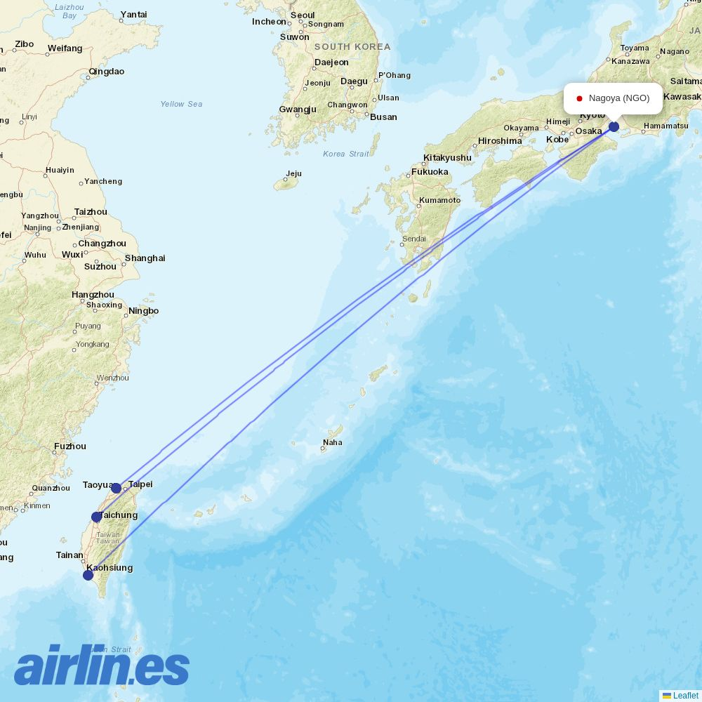 Tigerair Taiwan at NGO route map