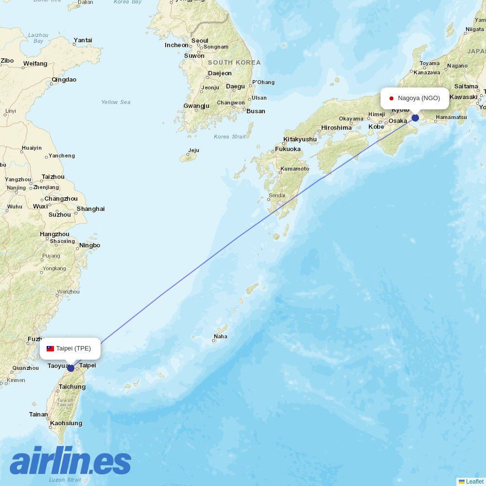 Thai Lion Air from Nagoya destination map