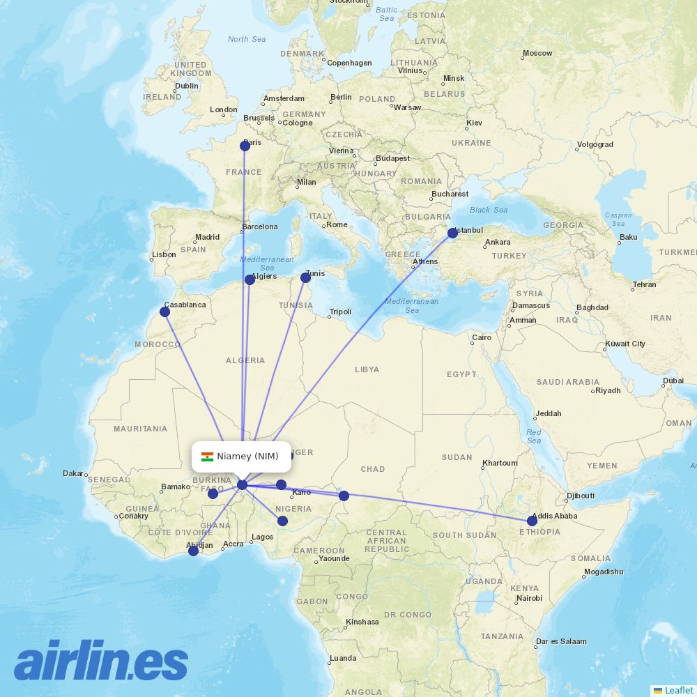 ASKY Airlines at NIM route map
