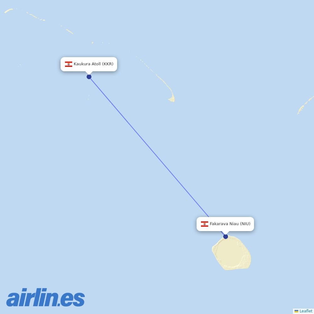 Air Tahiti from Niau Airport destination map