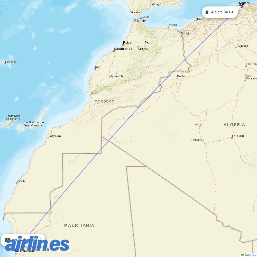 Air Algerie from Nouakchott International Airport destination map