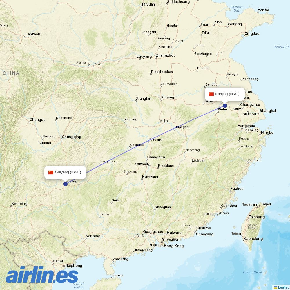 Air Changan from Lu Kou Airport destination map