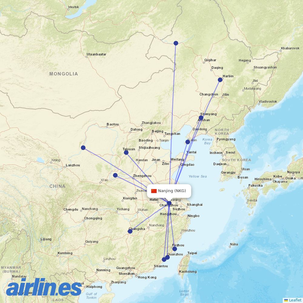 XiamenAir at NKG route map