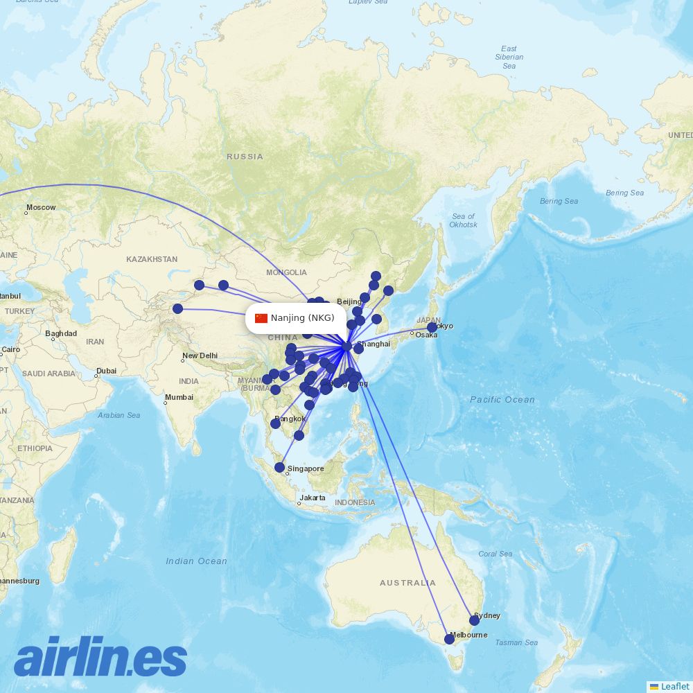 China Eastern at NKG route map