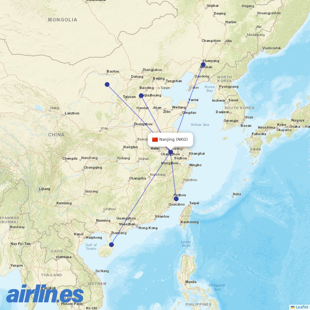 Hebei Airlines at NKG route map