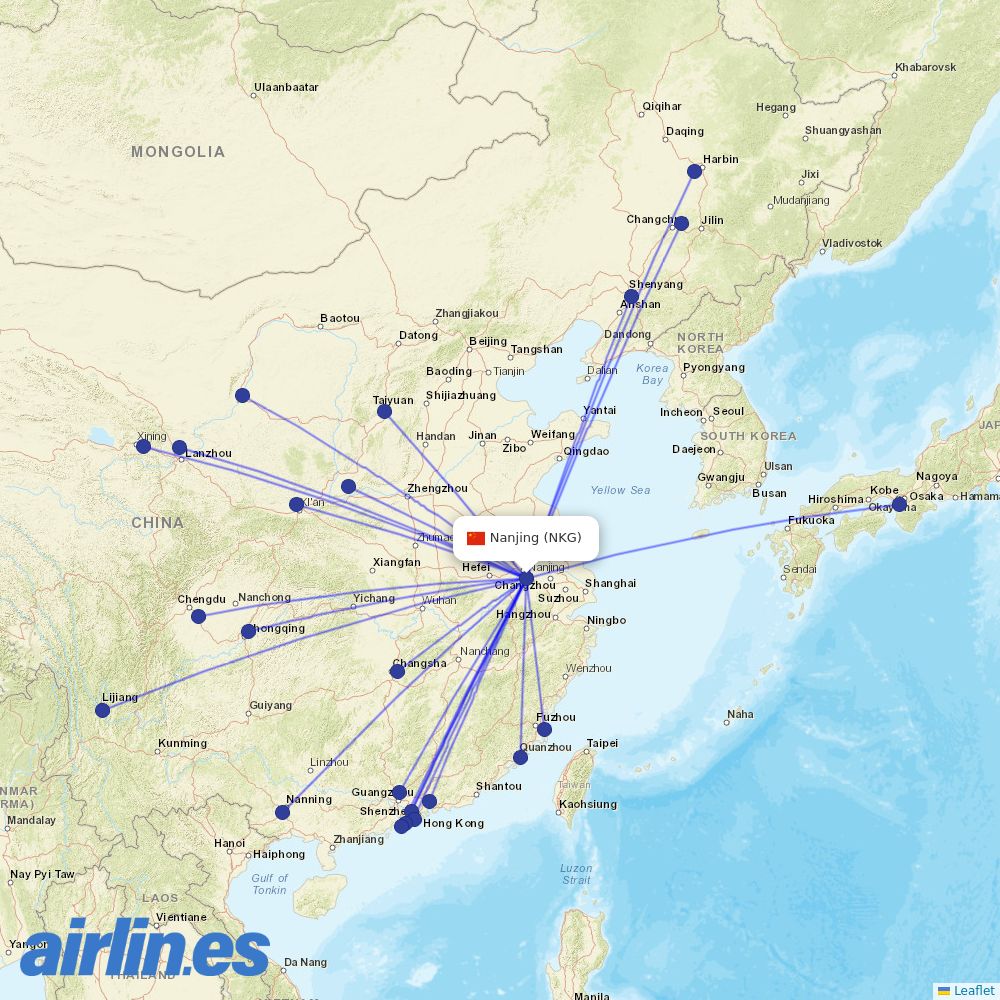Shenzhen Airlines at NKG route map