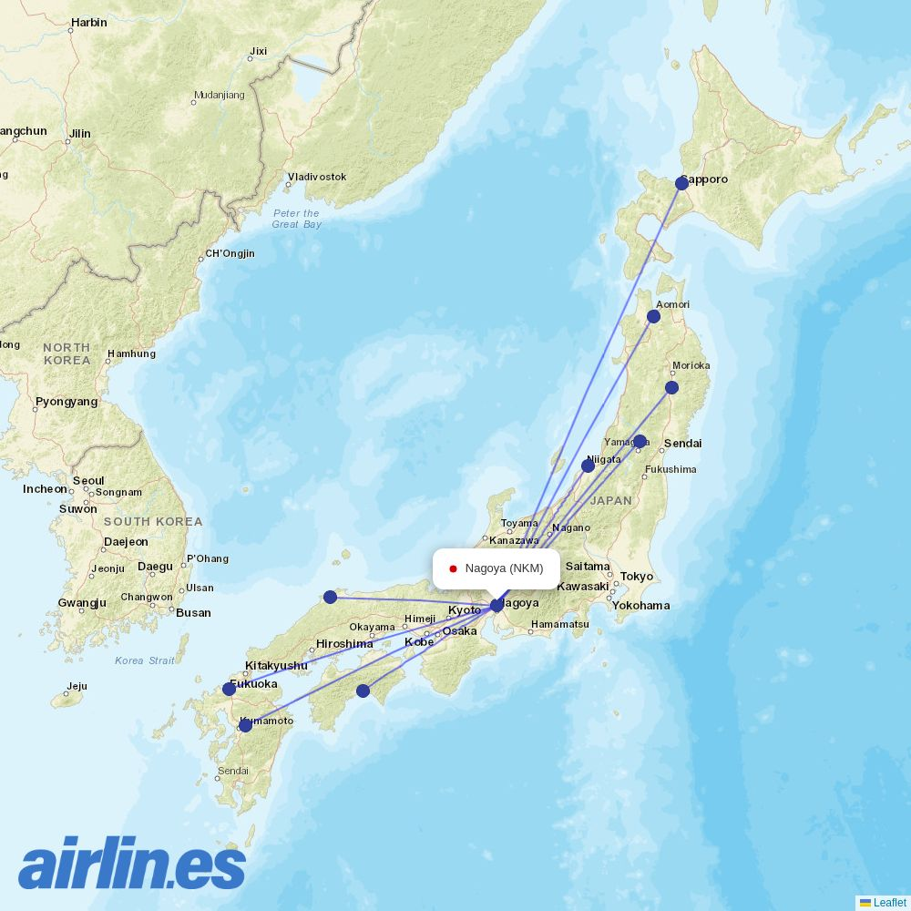 Fuji Dream Airlines at NKM route map