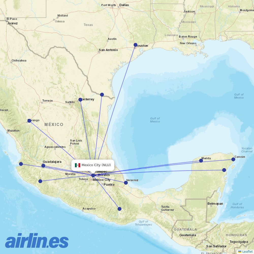 Aeromexico at NLU route map