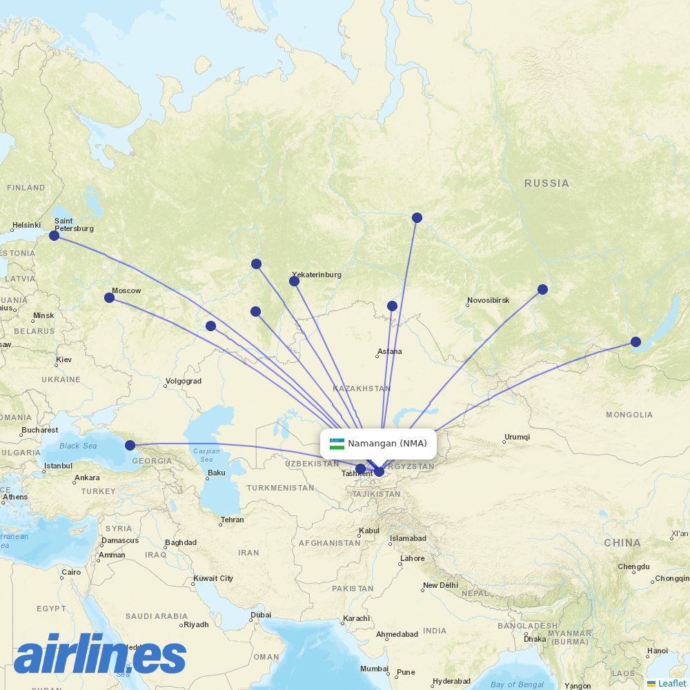 Uzbekistan Airways at NMA route map