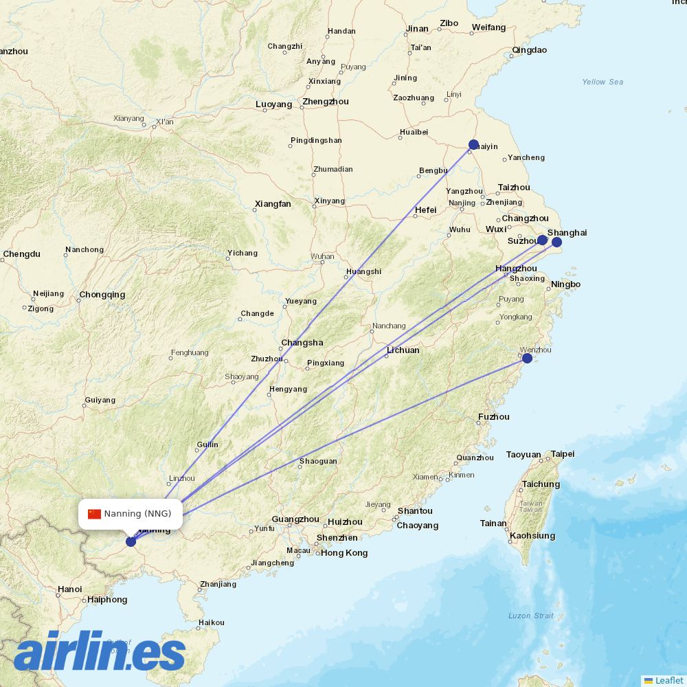 Shanghai Airlines at NNG route map