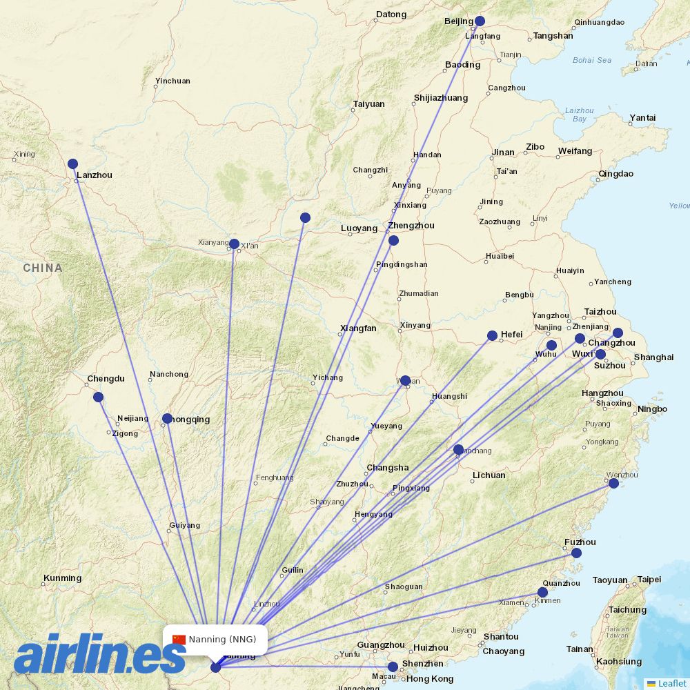 Shenzhen Airlines at NNG route map