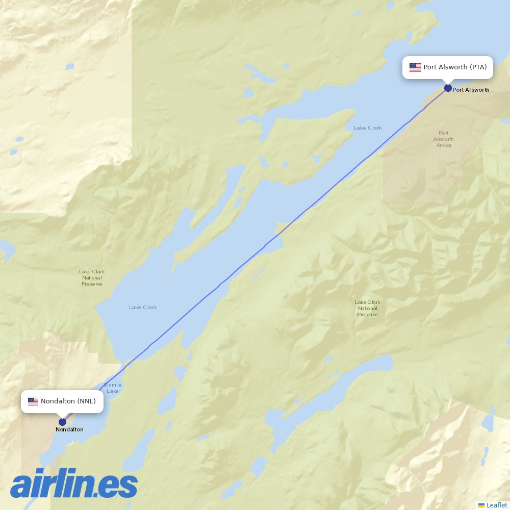 Iliamna Air Taxi at NNL route map