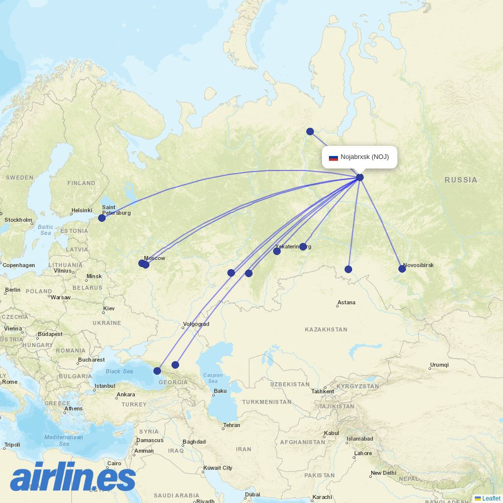 UVT Aero from Noyabrsk destination map