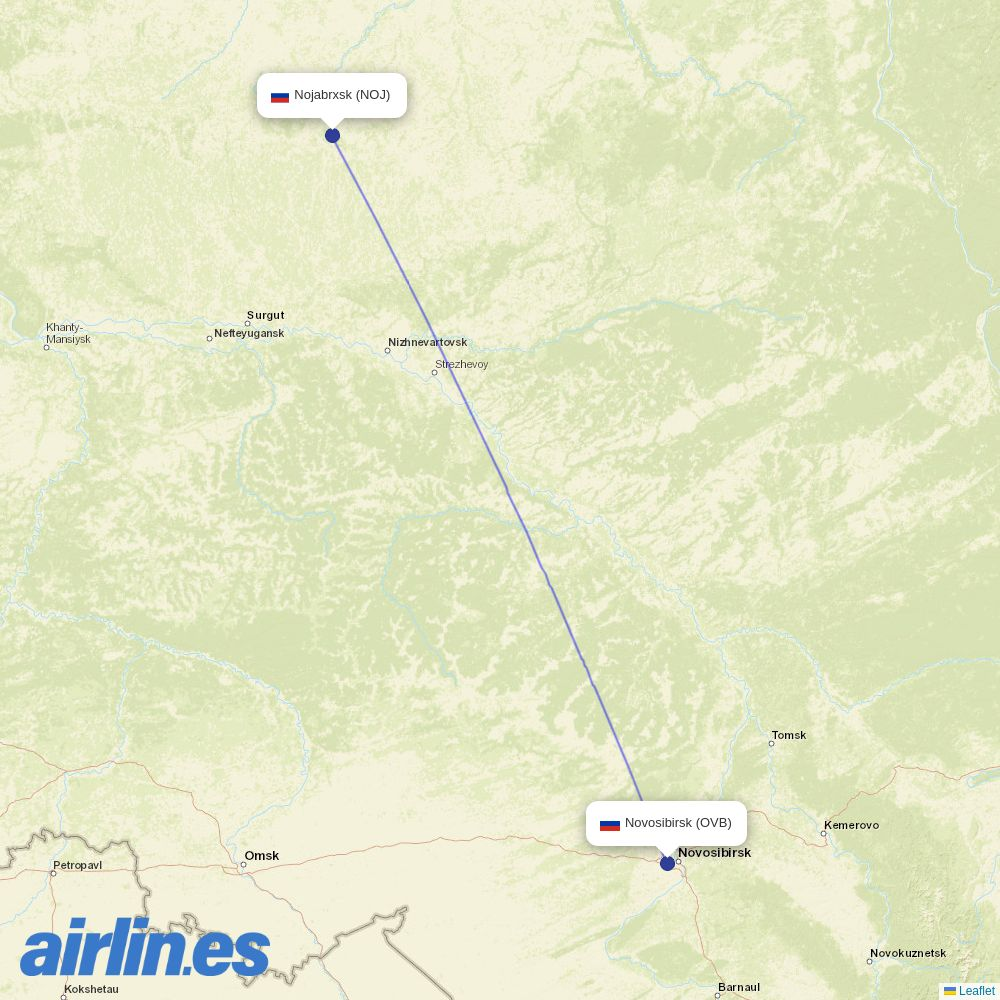 S7 Airlines from Noyabrsk destination map