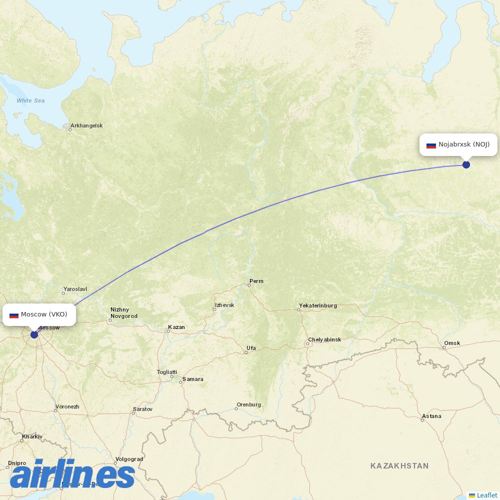 UTair from Noyabrsk destination map