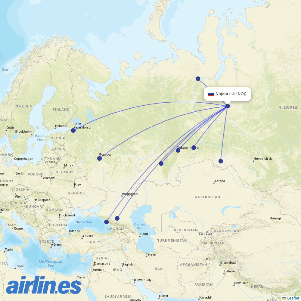 Yamal Airlines at NOJ route map