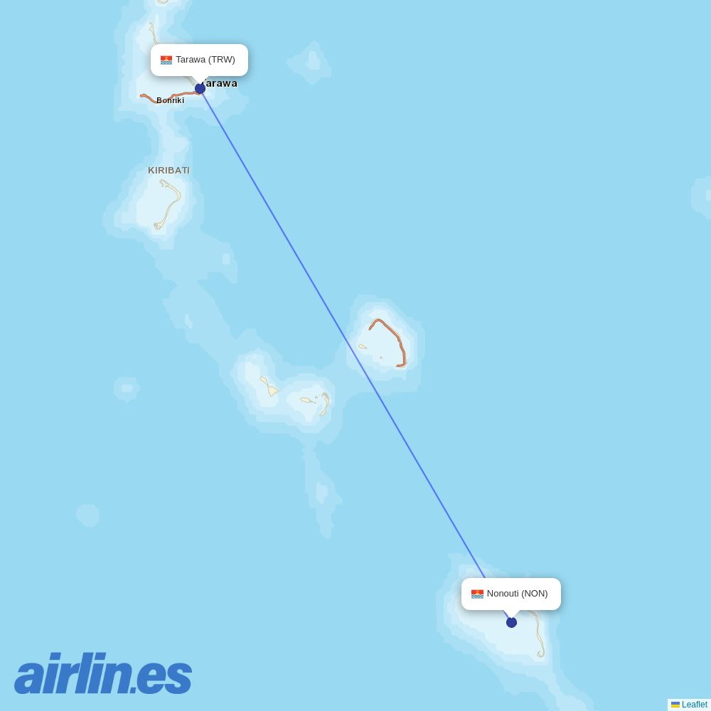 Air Kiribati from Nonouti Airport destination map