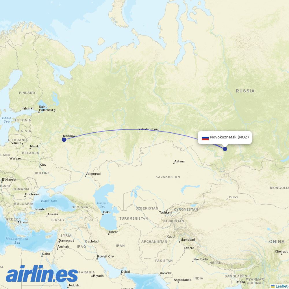 S7 Airlines from Novokuznetsk Airport destination map