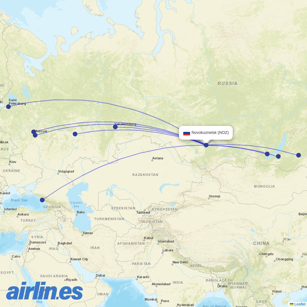 Red Wings from Novokuznetsk Airport destination map