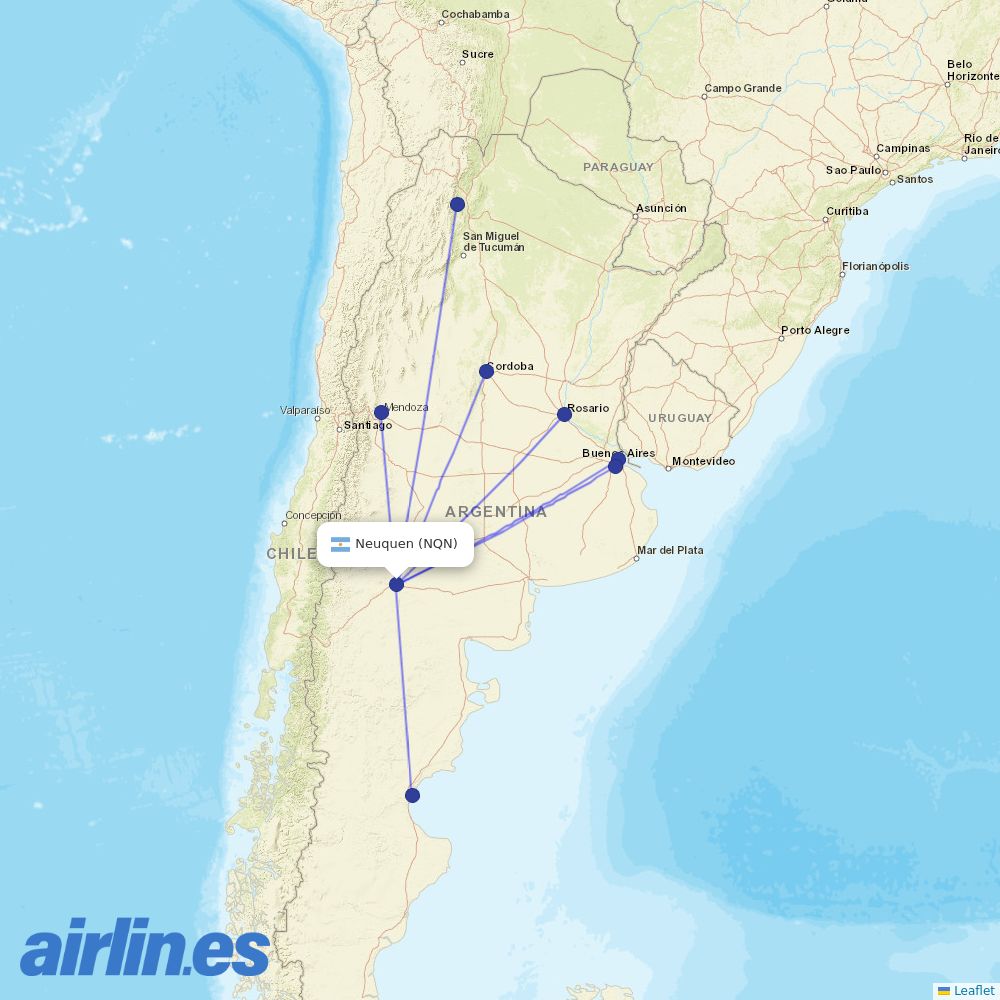 Aerolineas Argentinas at NQN route map