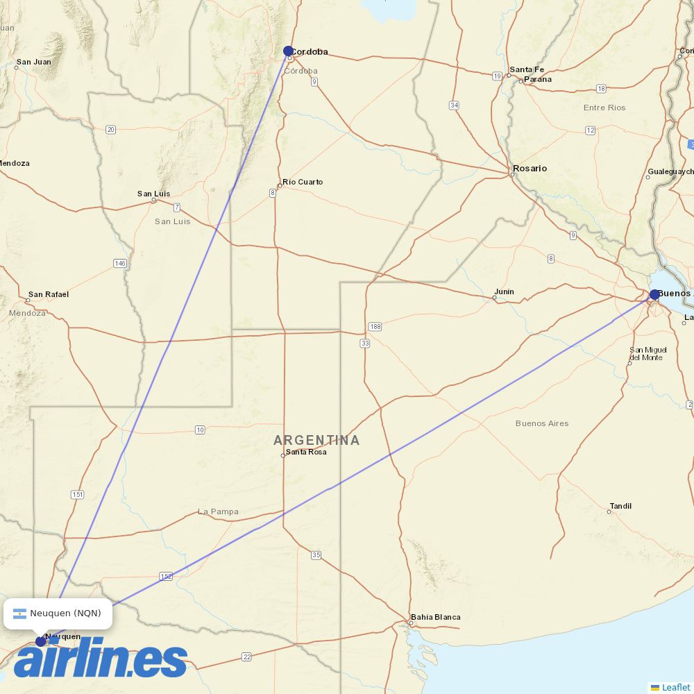 Felix Airways at NQN route map