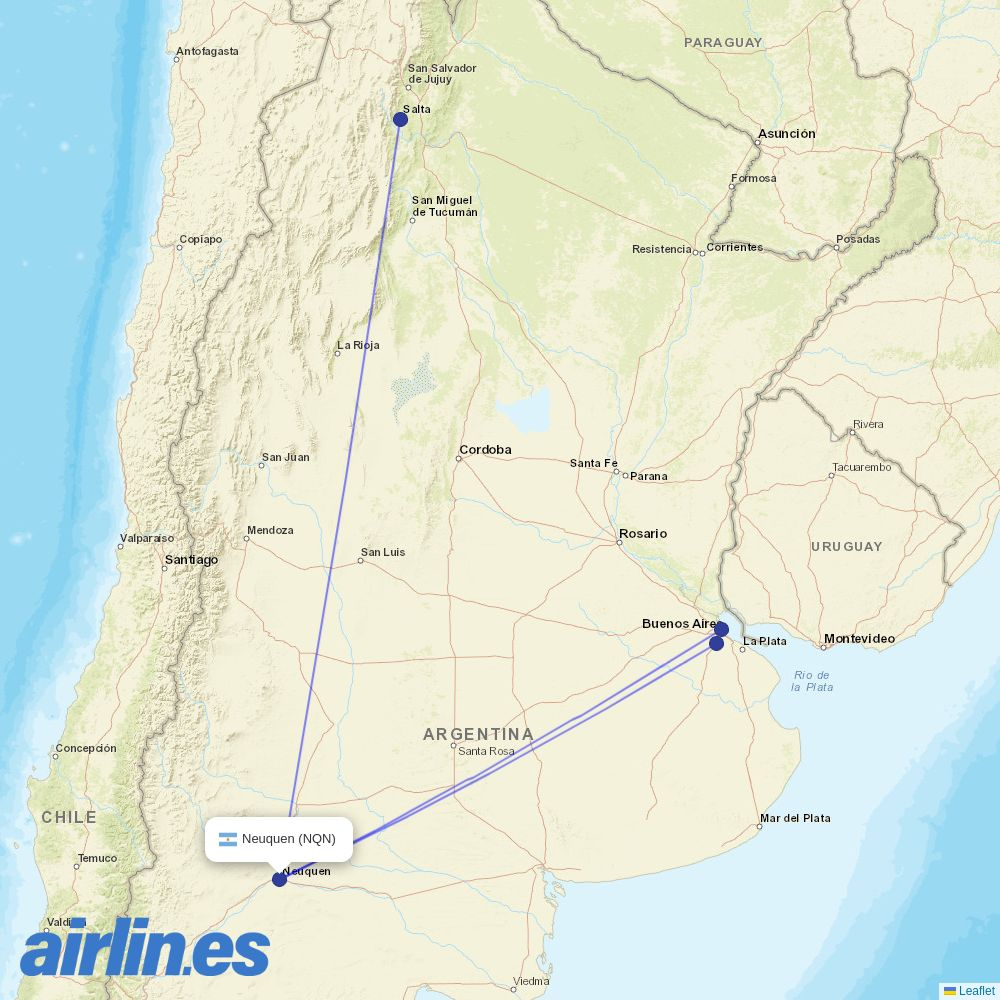 JetSMART from Presidente Peron destination map