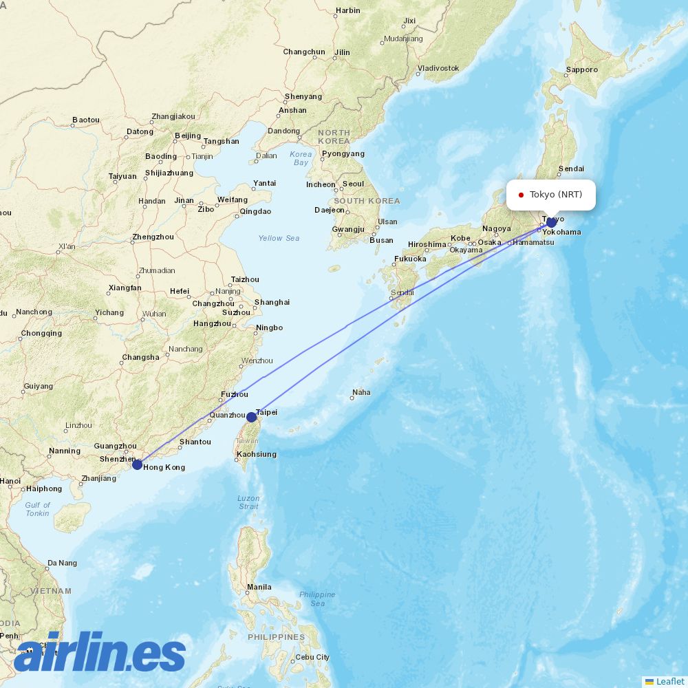 Cathay Pacific at NRT route map