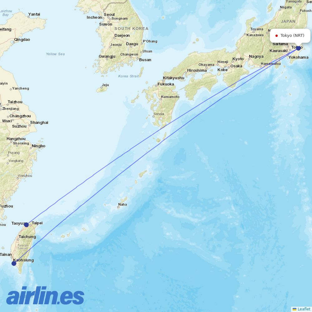 Tigerair Taiwan at NRT route map