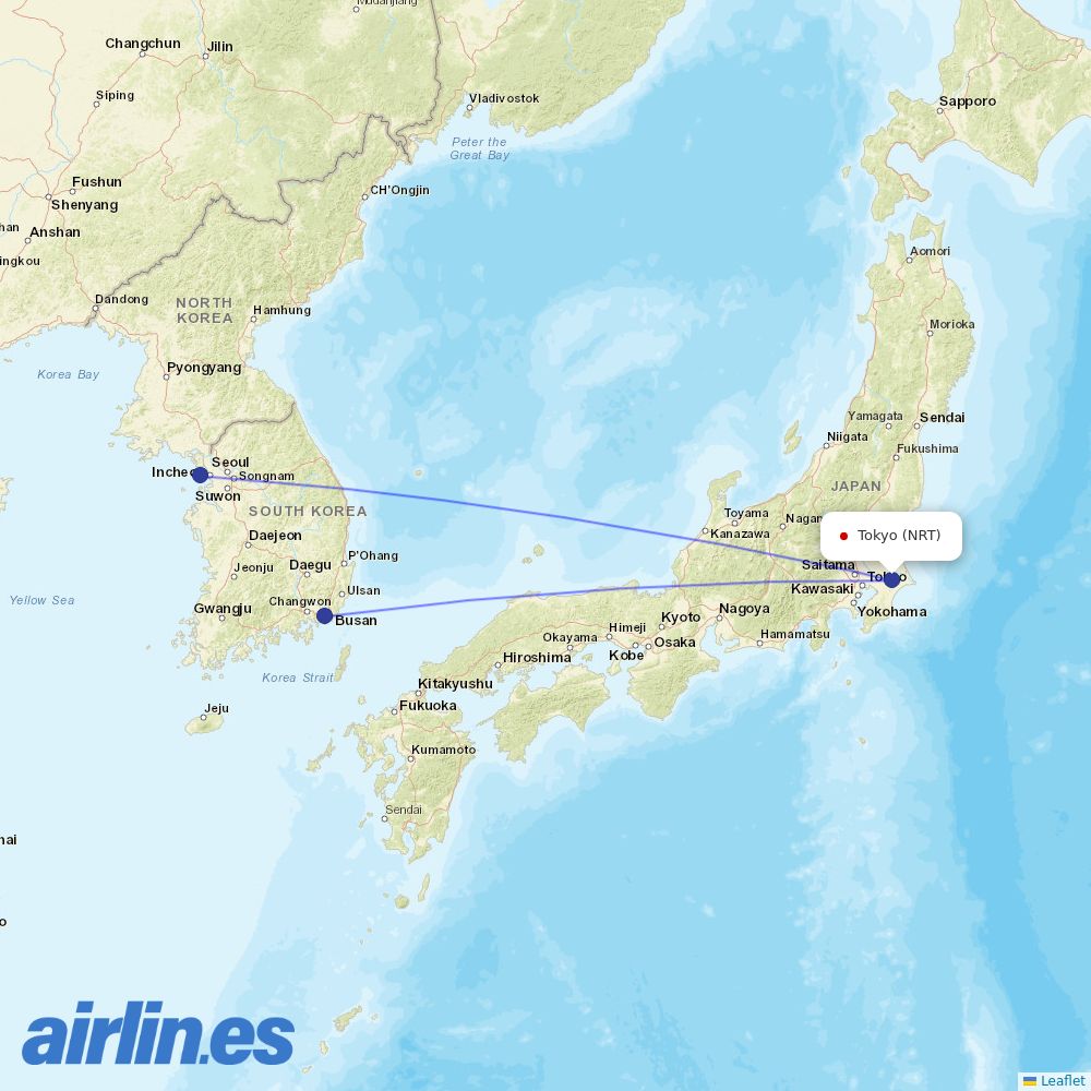 Jin Air at NRT route map
