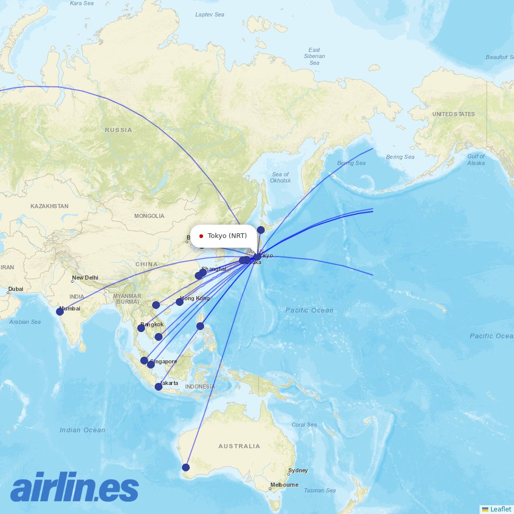 ANA at NRT route map