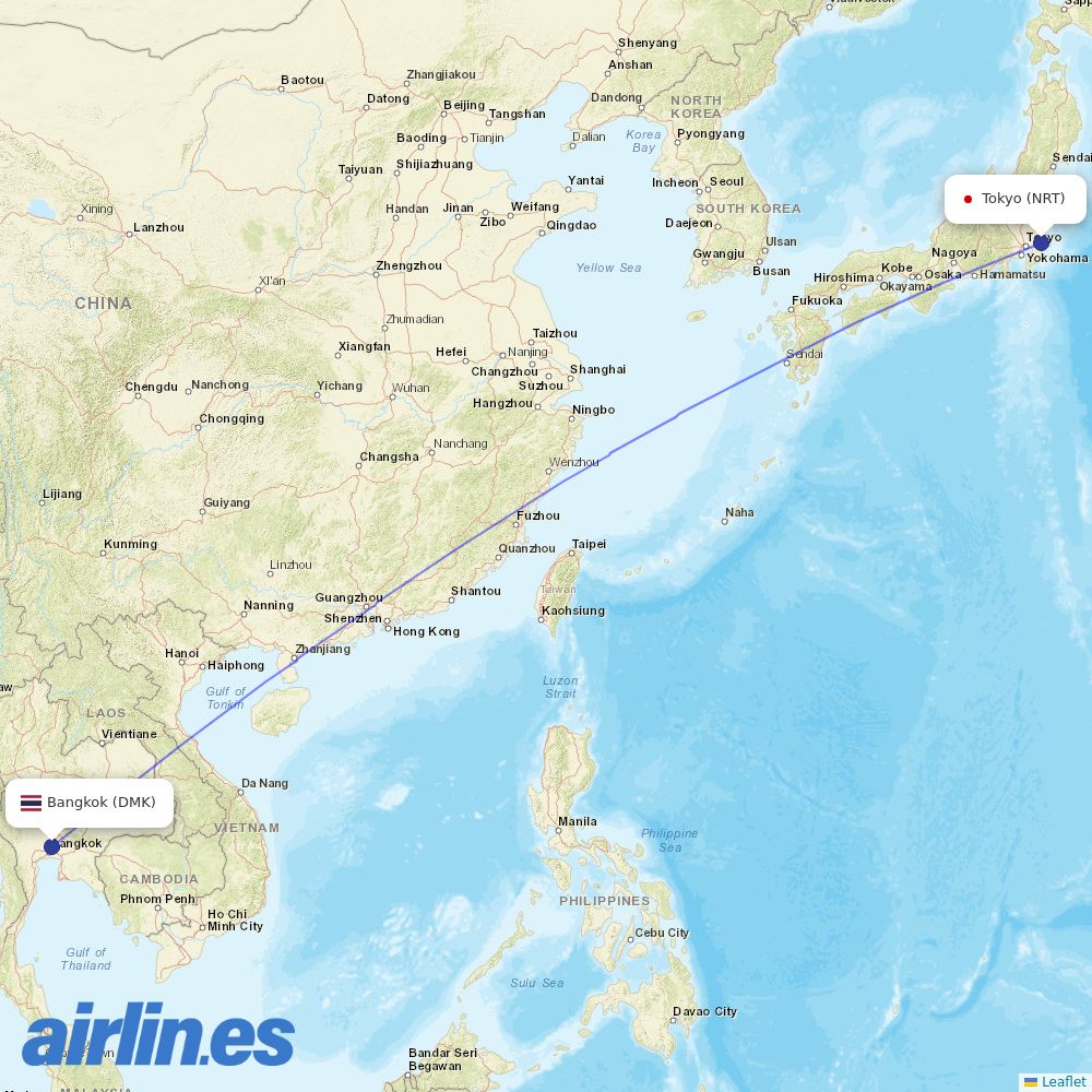 Thai AirAsia X at NRT route map