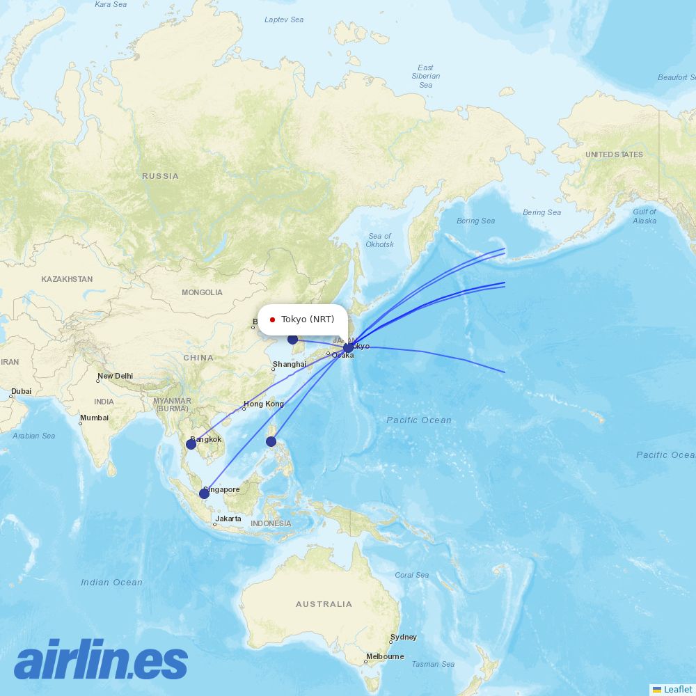 Zipair at NRT route map