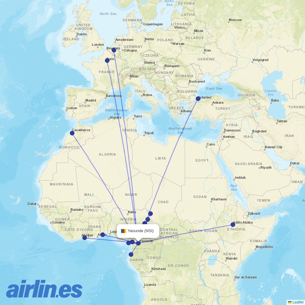 Afrijet at NSI route map