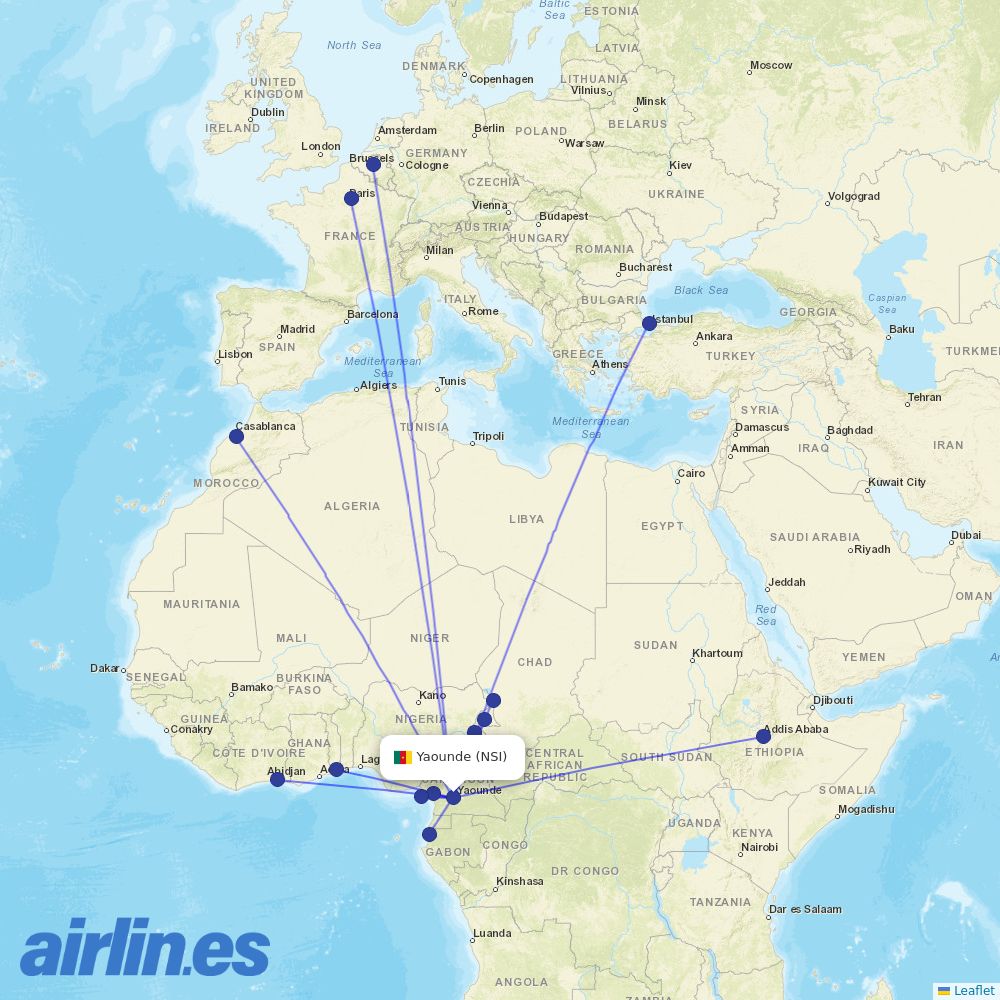 ASKY Airlines at NSI route map