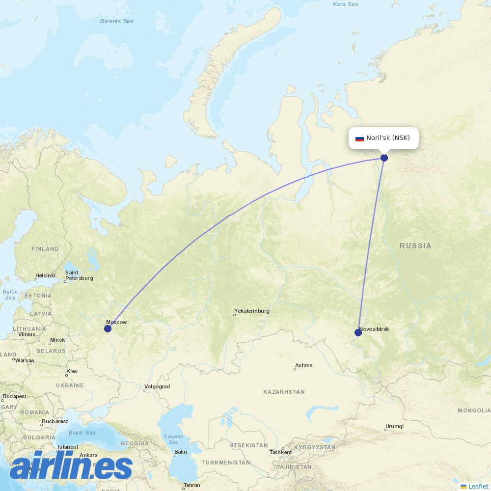 S7 Airlines from Alykel destination map
