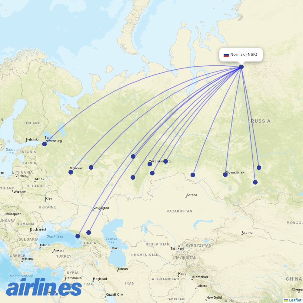 NordStar at NSK route map
