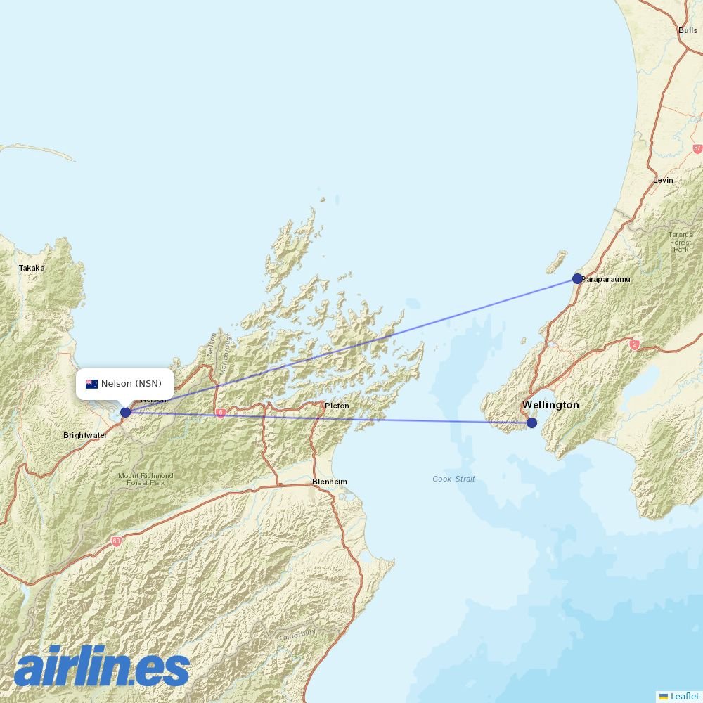 Sounds Air at NSN route map