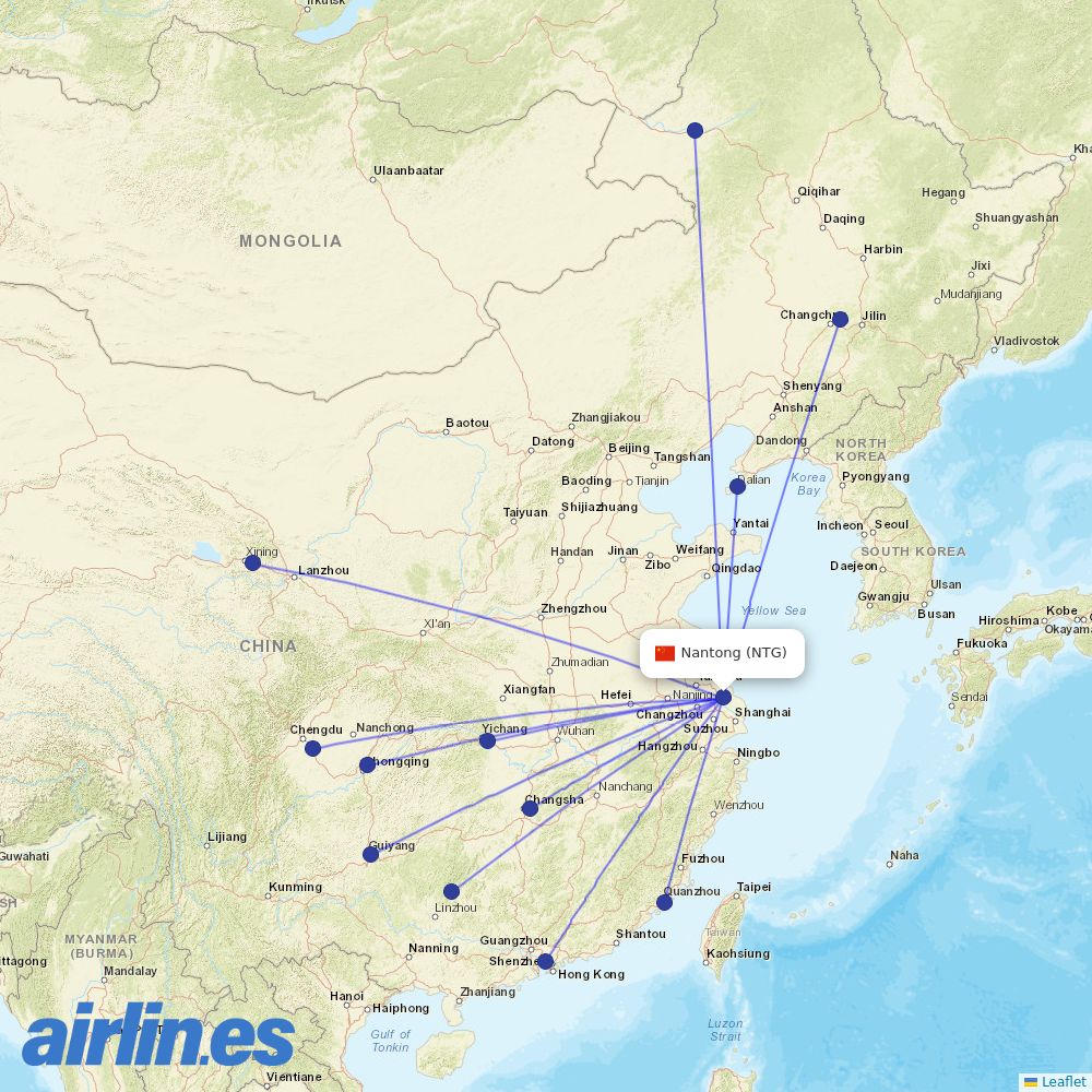 Donghai Airlines at NTG route map