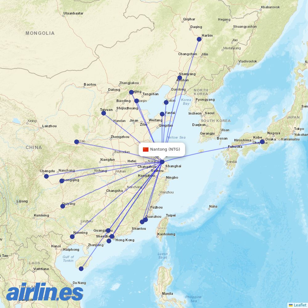 Shenzhen Airlines at NTG route map
