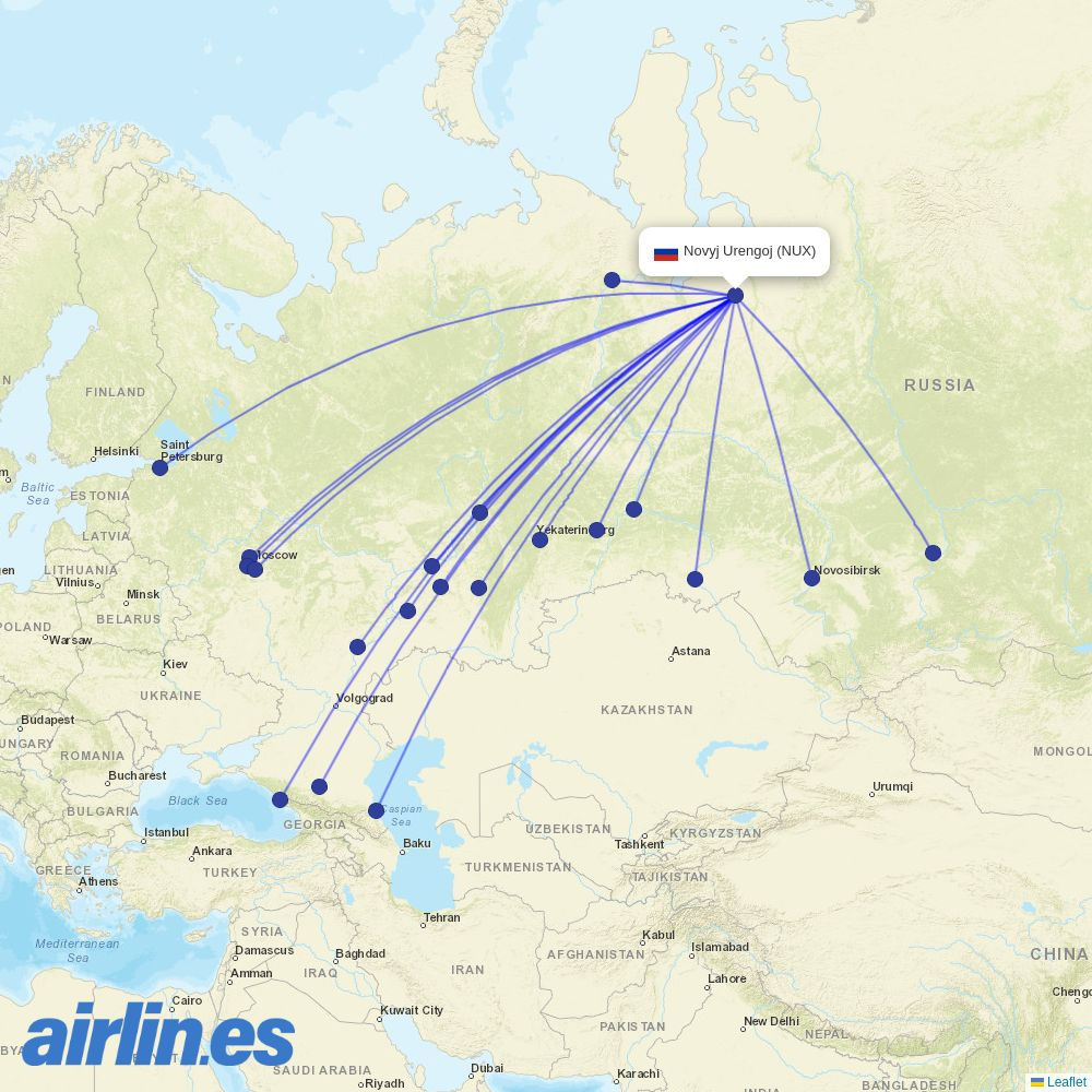 UVT Aero from NayUrengoy destination map