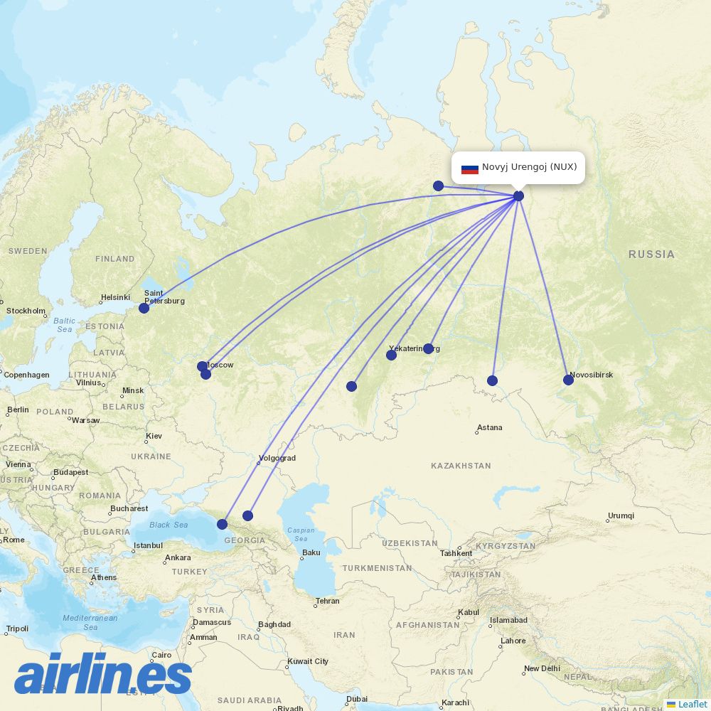 Yamal Airlines at NUX route map